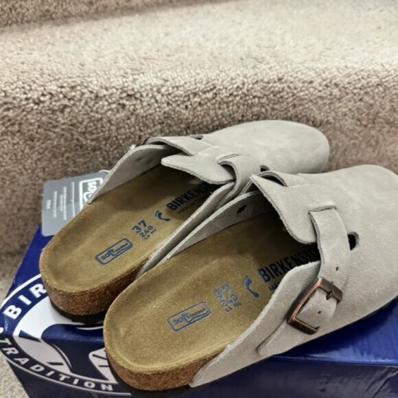 Birkenstock Boston taupe suede mule clogs - Picture 4 of 7